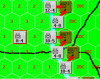 Screen blow-up German Movement/Combat phase in Blitzwar